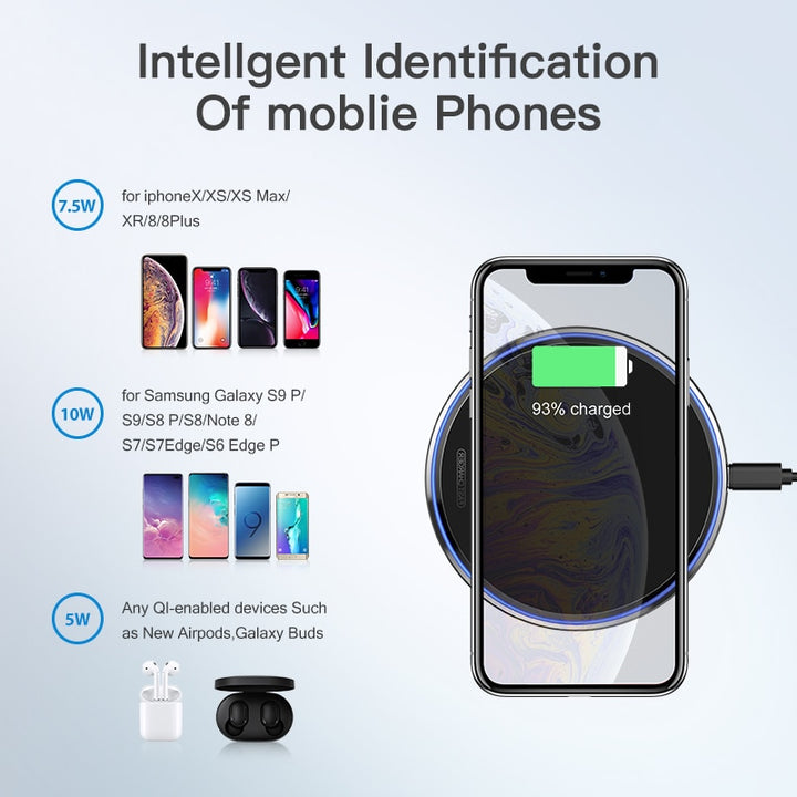 10W Qi Wireless Charger For iPhone X/XS Max XR 8 Plus Mirror Wireless Charging Pad For Samsung S9 S10+ Note 9 8 freeshipping - Etreasurs