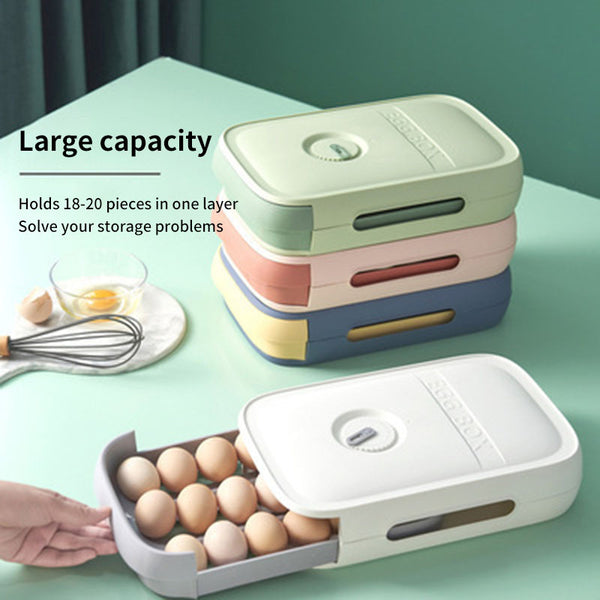 New Drawer Type Egg Storage Box Kitchen Stackable Loader Single Box With Cover Anti Drop Egg Holder