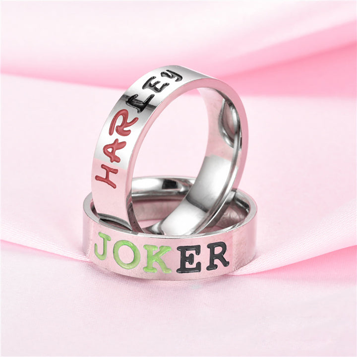 Fashion Stainless Steel Letter Carved Couple Finger Ring Jewelry Valentines Gift freeshipping - Etreasurs