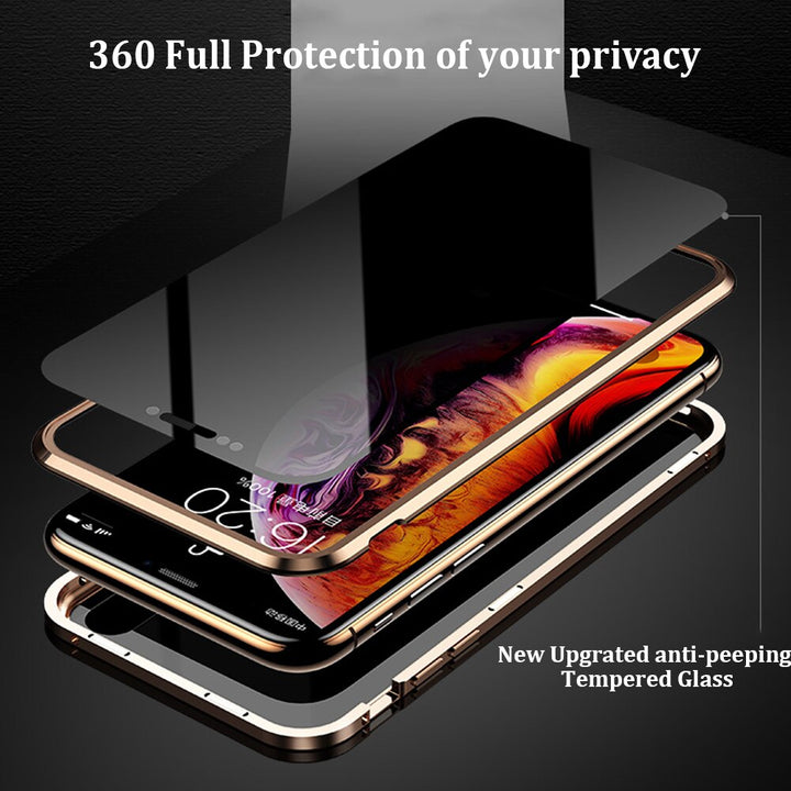 Privacy Magnetische Gehard Glas Case voor iPhone X XS MAX 8 7 Plus Anti Peep Telefoon Shell 360 Volledige Shockproof protector Clear Capa freeshipping - Etreasurs