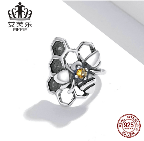 Original Homing Bee Sterling Silver S925 Single Earring Gold Zircon Insect Single Earring freeshipping - Etreasurs