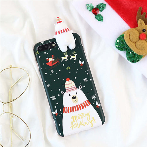 Cute Cartoon Christmas 3D Doll Deer Snowman Phone Case For iPhone X XS XR XS Max 6 6S 7 8 Plus Christmas Soft TPU Back Cover freeshipping - Etreasurs