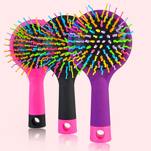 Rainbow Comb Volume Brush Candy Tone Magic Hairbrush with Mirror for Hair Tangle freeshipping - Etreasurs