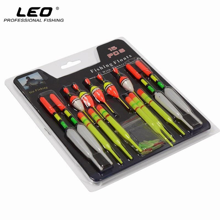 LEO  15pcs/set Plastic Fishing Float Tube Buoy  Bobber with Rubber Connector Tackle Accessories freeshipping - Etreasurs