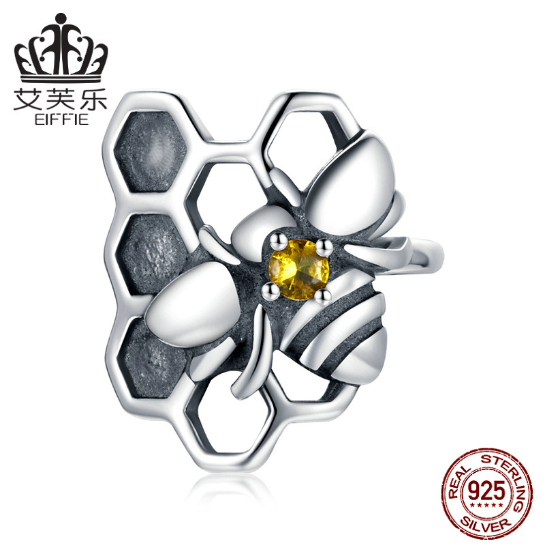 Original Homing Bee Sterling Silver S925 Single Earring Gold Zircon Insect Single Earring freeshipping - Etreasurs