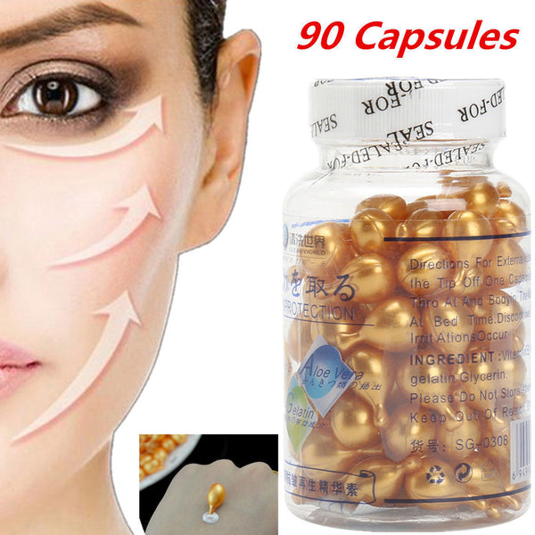 90 Capsules Face Essence Serum Anti-wrinkle Anti-aging Moisture Facial Skin Care freeshipping - Etreasurs