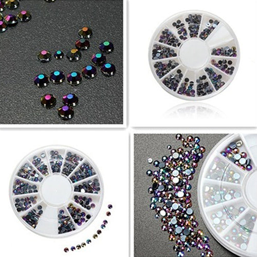 300Pcs/Wheel Mixed 2 Size 3D Glitter Crystal Rhinestone Nail Art Tip Decoration freeshipping - Etreasurs