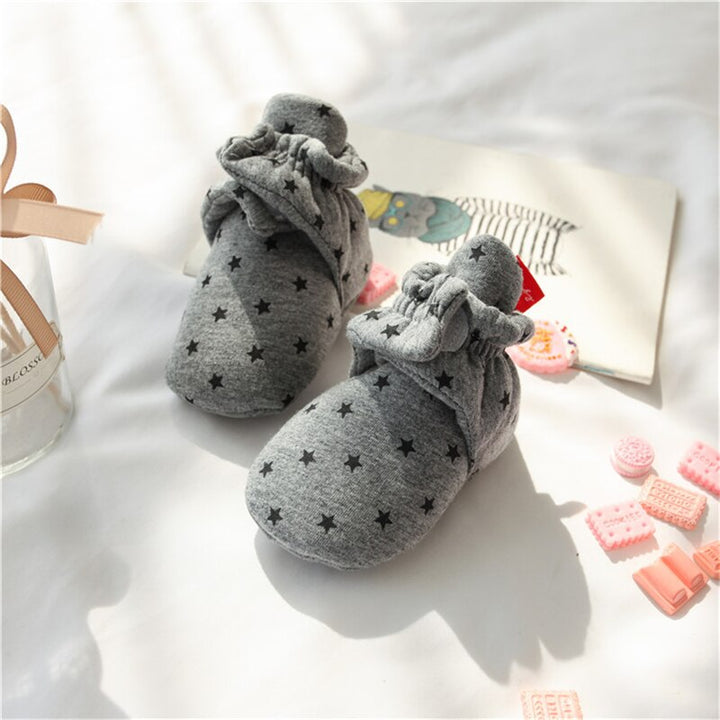 Star Print Newborn Baby Socks Shoes Boy Girl Toddler First Walkers Booties Cotton Soft Anti-slip Warm Infant Crib Shoes freeshipping - Etreasurs