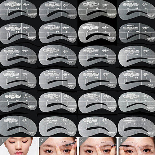 24Styles/Set Reusable Eyebrow Stencil Brow Shaping Template Makeup Beauty Tool freeshipping - Etreasurs