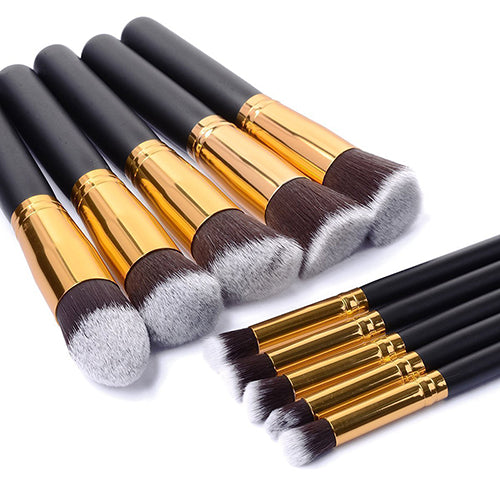 10Pcs Makeup Cosmetic Tool Eyeshadow Powder Foundation Cheek Brush Set freeshipping - Etreasurs