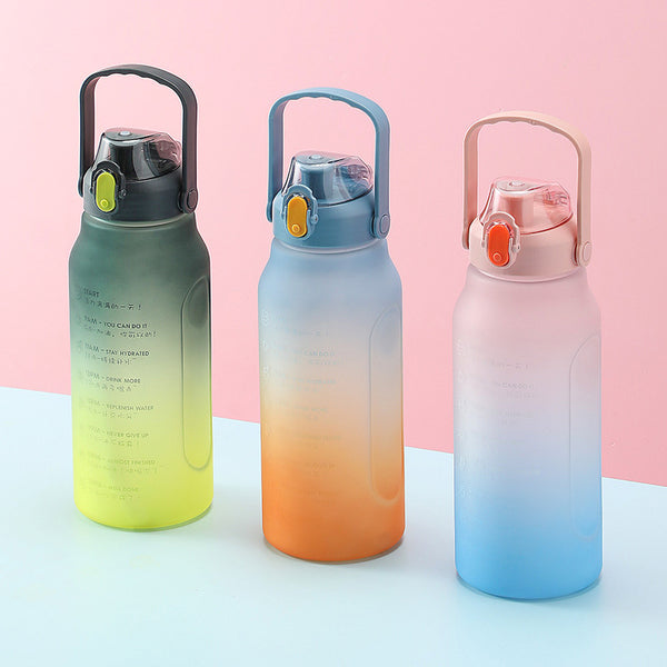 New Frosted Gradient Color Water Bottle Large Capacity Straw Travel Pot Color Sports Water Bottle Outdoor Fitness Cup