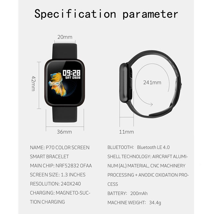 P70 smart wristband +earphone+belt /set smart band women with heart rate blood pressure waterproof watch for ios android freeshipping - Etreasurs