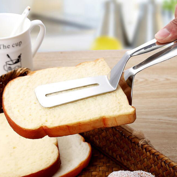 Stainless Steel Food Tong Shovel Spatula Bread Meat Vegetable Clamp BBQ Clip freeshipping - Etreasurs