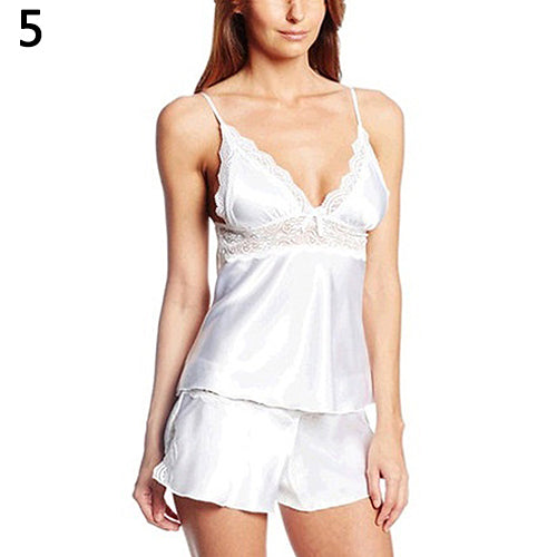 Women's Fashion Summer Sexy Sleeveless Strap Pajama Deep V-neck Sleepwear freeshipping - Etreasurs
