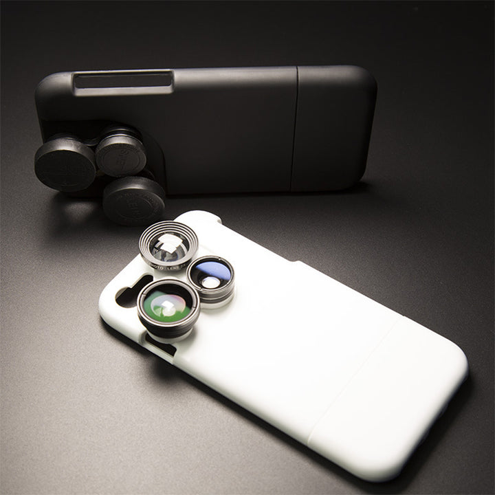 4 in 1 Mobile Phone Lensese Cases Full Coverage For iPhone X 8 7 6S 6 Plus Wide Angle Macro Fisheye Phone Lenses Black Case freeshipping - Etreasurs
