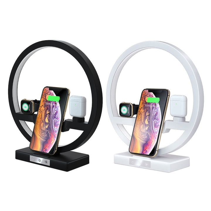 3 IN 1 QI Fast Wireless Charger Dock for iPhone 11 Pro Max for Apple Watch iWatch 1 2 3 4 5 Airpods Charger Holder LED Lamp 2019 freeshipping - Etreasurs