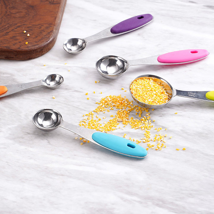 Baking Measuring Spoon Measuring Cup Stainless Steel With Silicone Handle 10-Piece Set Measuring Spoon Measuring Tool Supplies freeshipping - Etreasurs