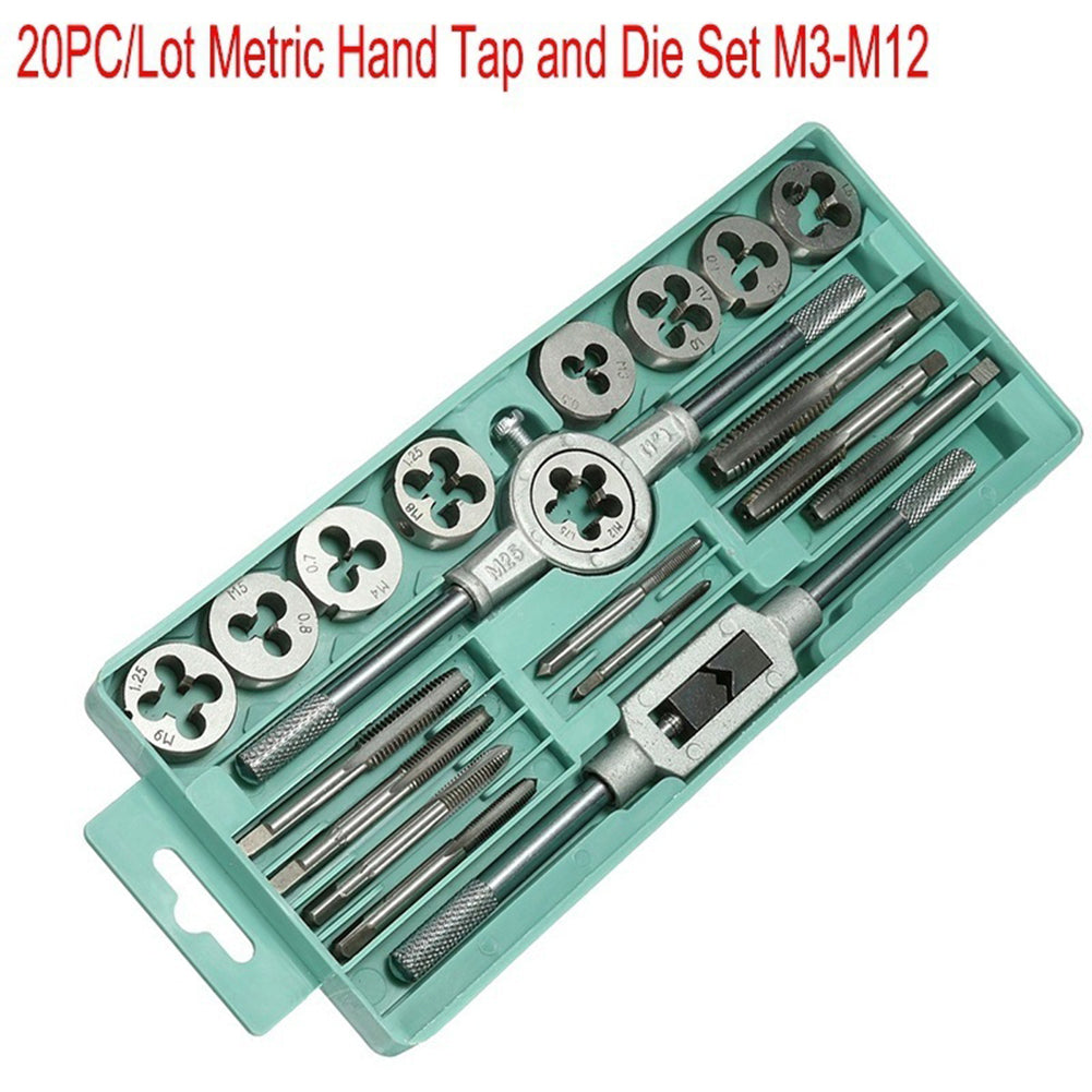 20Pcs Metric Hand Tap Die Wrench Set M3-M12 Screw Thread Plugs Tapping Bits freeshipping - Etreasurs