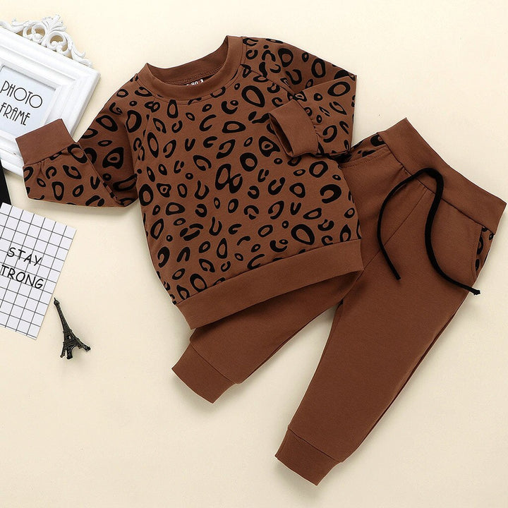 Infant Baby Girls Boys Leopard Clothes Long Sleeve Print Casual Loose T-shirt Tops Pants Outfits Clothing freeshipping - Etreasurs