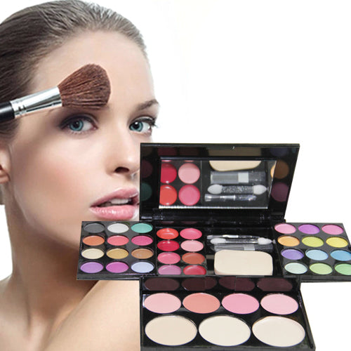 Blusher Lip Gloss Shimmer Eyeshadow Palette Makeup Kit Brush Mirror Cosmetic Set freeshipping - Etreasurs