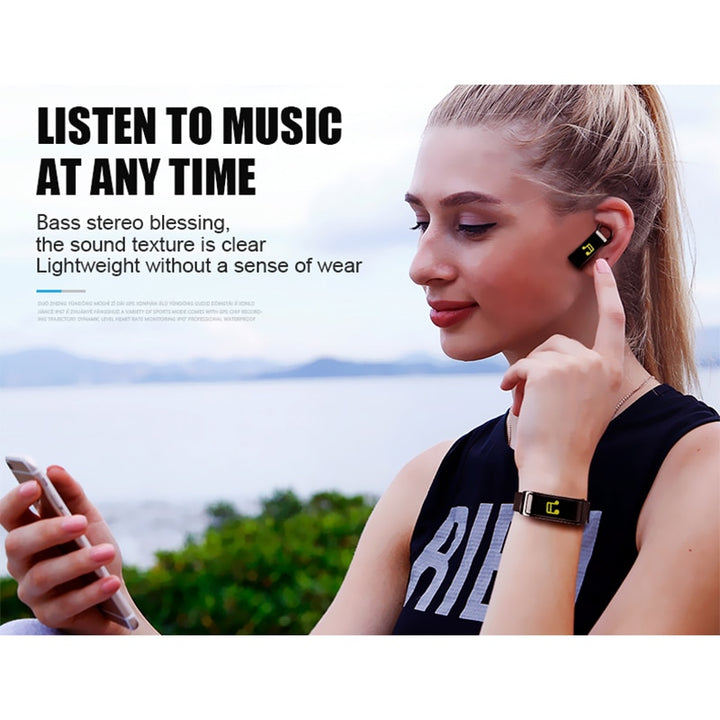 Y3 PLUS Bluetooth Headset Smart Bracelet 2 in 1 watch with earbuds Wristband health monitoring Sports Earphone and Mic freeshipping - Etreasurs