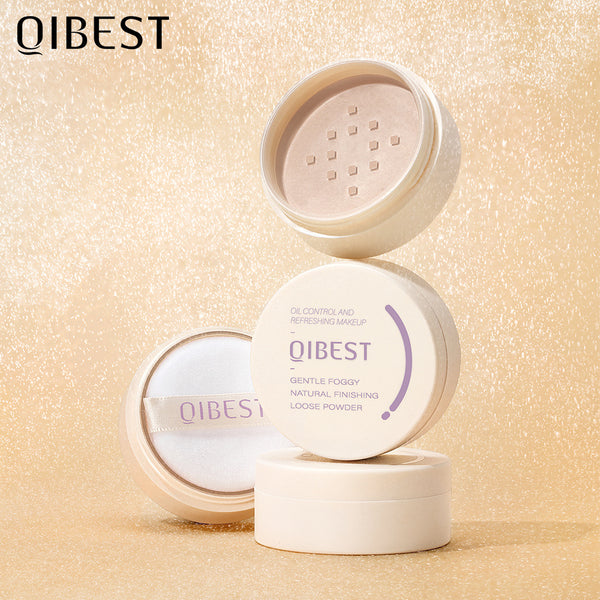 QIBEST Icy Loose Powder Mint Loose Powder Honey Powder Cake Is Not Easy To Take Off Makeup Concealer Makeup Powder