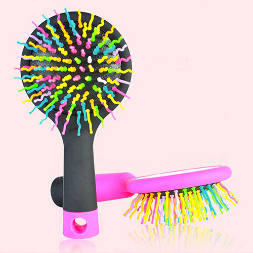 Rainbow Comb Volume Brush Candy Tone Magic Hairbrush with Mirror for Hair Tangle freeshipping - Etreasurs