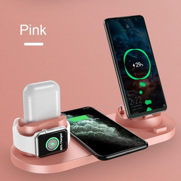 6 in 1 Wireless Charger Dock Station for iPhone/Android/Type-C USB Phones 10W Qi Fast Charging For Apple Watch AirPods Pro freeshipping - Etreasurs