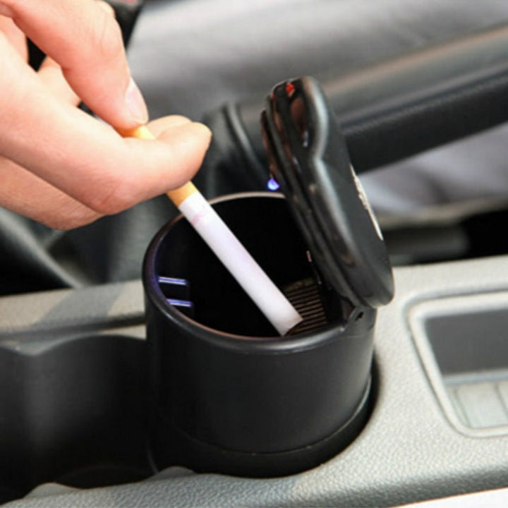 Portable Car Auto Ashtray Blue LED Light Smokeless Ashtray Cigarette Holder Anti-slip Rubber Botton freeshipping - Etreasurs