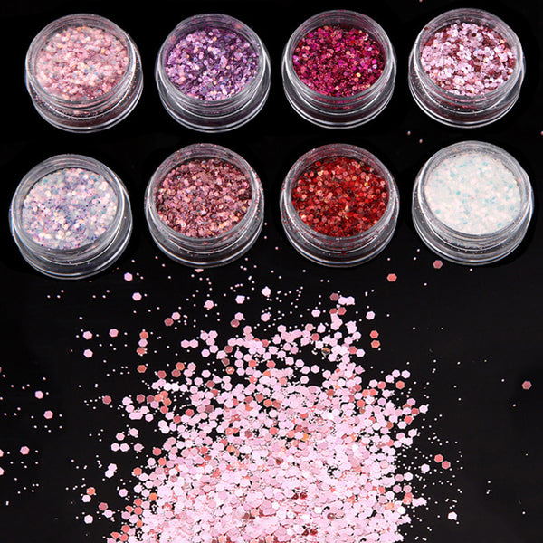 8 Boxes Nail Laser Glitter Powder Pigment Nail Art Decor DIY Gel Tips Accessory freeshipping - Etreasurs