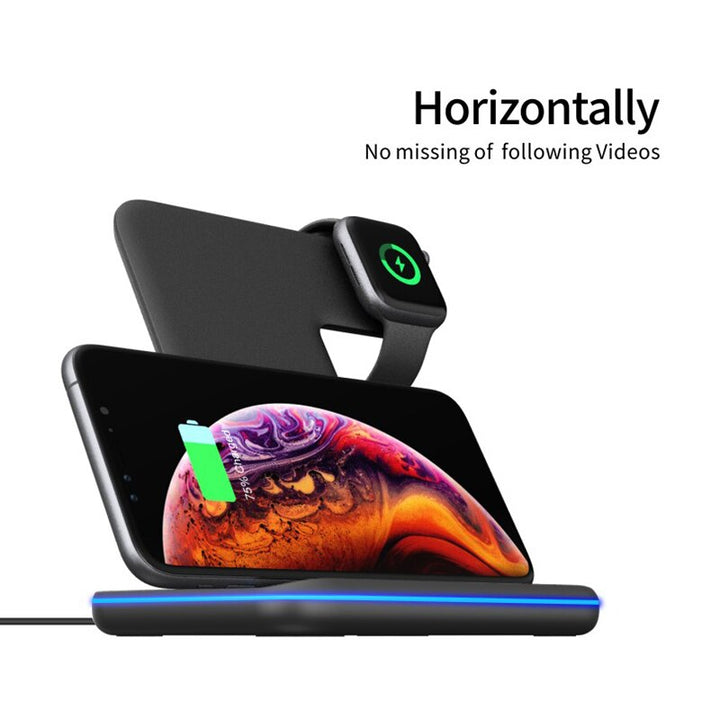 3 In 1 Mobile Phone Watch Headset Wireless Charger Stand For iPhone Airpods iWatch 1 2 3 4 Wireless Charging freeshipping - Etreasurs