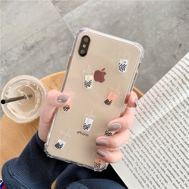 Bubble tea shockproof phone Case for iphone X XR XS XS Max Silicone Gel case for iphone 6 6s 7 8 plus Corner anti-fall cover freeshipping - Etreasurs