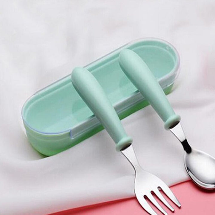 Baby Gadgets Tableware Set Children Utensil Stainless Steel Toddler Dinnerware Cutlery Cartoon Infant Food Feeding Spoon Fork freeshipping - Etreasurs
