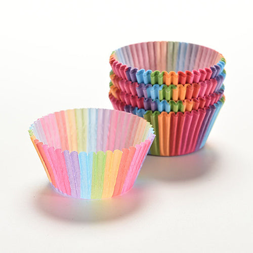 100Pcs Colorful Rainbow Paper Baking Cupcake Cake Liner Muffin Molds Tool freeshipping - Etreasurs