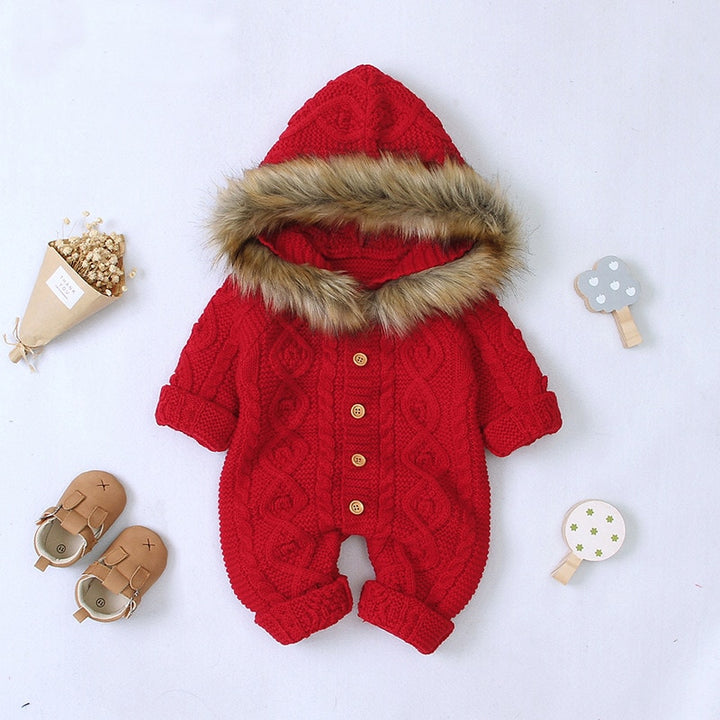 Baby Romper Autumn Winter Knitting Baby Boys Clothes Hooded Newborn Jumpsuit Unisex Baby Clothes For Girls Clothes 0 3 24 Month freeshipping - Etreasurs