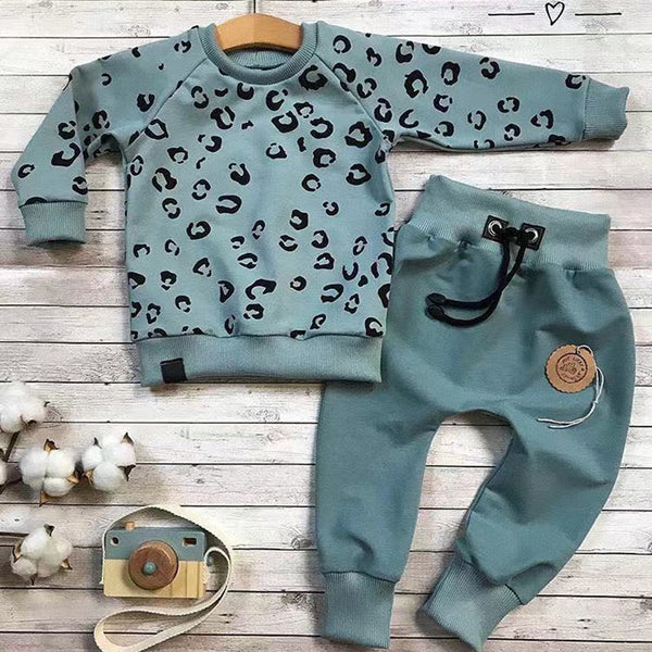 Infant Baby Girls Boys Leopard Clothes Long Sleeve Print Casual Loose T-shirt Tops Pants Outfits Clothing freeshipping - Etreasurs