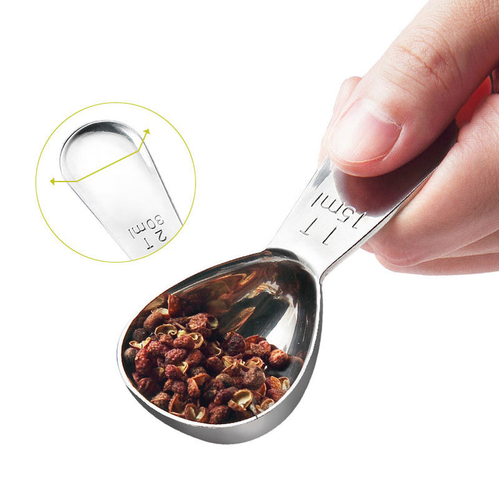 304 Stainless Steel Measuring Spoon Set Coffee Appliance Measuring Spoon Kitchen Baking Tools 15-30ml Scale Spoon freeshipping - Etreasurs