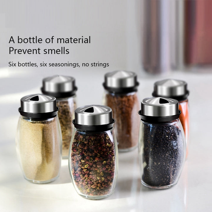 Rotating Cruet Condiment Seasoning Jars Set for Spices Pepper Sprays Bottles Salt Shakers Holder Kitchen Storage Rack Organizer freeshipping - Etreasurs
