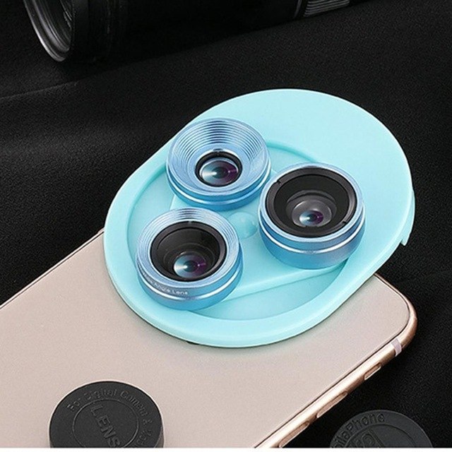 3 In 1 Mobile Phone Lens Set Professional Integral Turntable External Use Wide Angle + Fish Eye + Macro Camera Lens Set freeshipping - Etreasurs