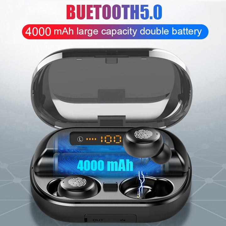 VOULAO Bluetooth 5.0 Earphone Wireless Headphons Sport Handsfree Earbuds 9D Stereo Waterproof Headset With 4000mAh Power Bank freeshipping - Etreasurs