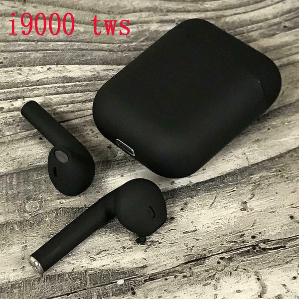 New i9000 tws matte black smart Bluetooth earphones with QI wireless charging 6D heavy bass black earbuds PKi200 i500 i10000 tws freeshipping - Etreasurs