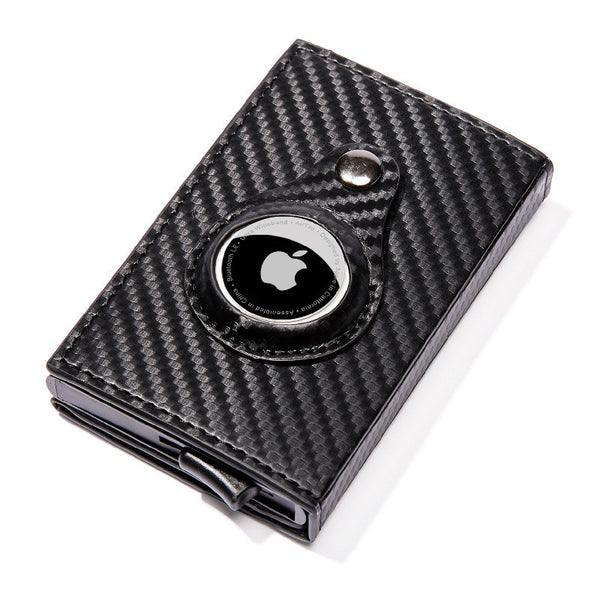Carbon Fiber Pattern Magnetic Buckle Card Bag Airtag Tracker Multi-Function Card Bag Men's Wallet Short Hand Held