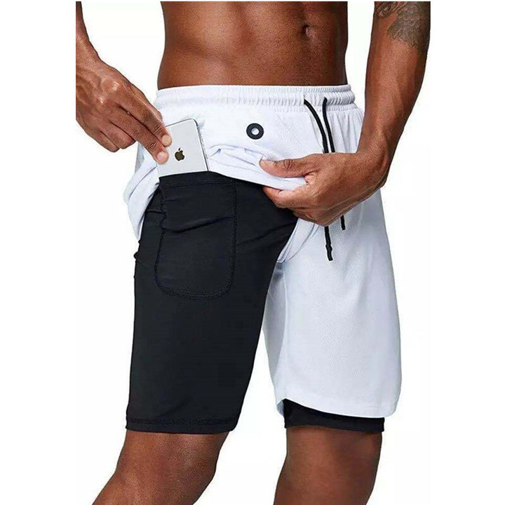 Men's music shorts 2 in 1 running shorts security pockets shorts quick drying sports shorts built-in pockets hip zipper pockets freeshipping - Etreasurs