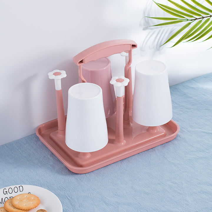 Six Cup Holders Household Cup Holder Water Cup Plastic Drain Rack Milk Bottle Drain Rack Creative Storage freeshipping - Etreasurs