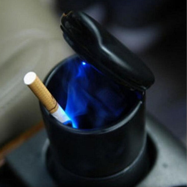 Portable Car Auto Ashtray Blue LED Light Smokeless Ashtray Cigarette Holder Anti-slip Rubber Botton freeshipping - Etreasurs