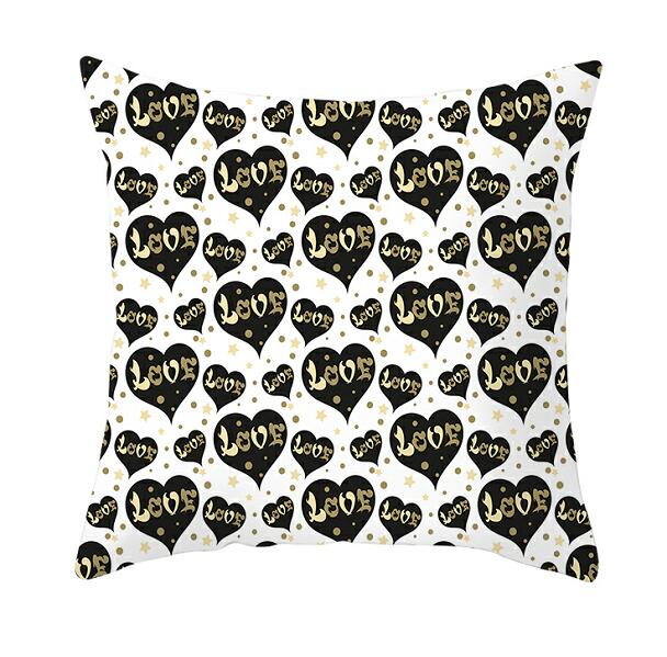 Black White Heart Cushion Cover Arrow I Love You Letters Happy Valentine Pillow Covers Gifts for Couples Valentine's Decoration freeshipping - Etreasurs