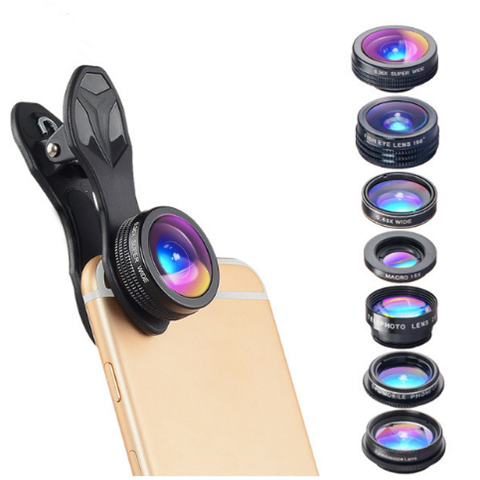 Phone Camera Lens 7 in 1 Kit Fish eye lens Wide Angle/macro Lens CPL freeshipping - Etreasurs