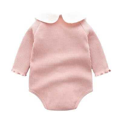 Children's Clothing Toddler Infant Baby Girl Rompers Newborn Clothes Korean Style Baby Girl Peter Pan Collar Jumpsuits Bodysuits freeshipping - Etreasurs
