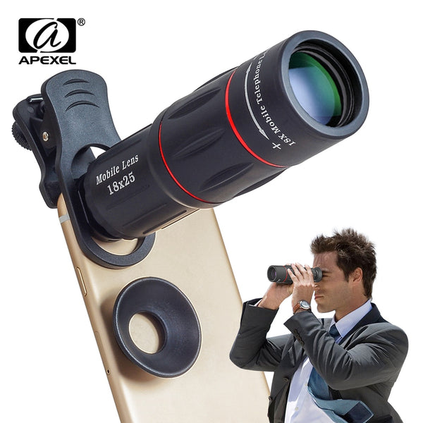 APEXEL 18X Telescope Zoom Mobile Phone Lens for iPhone Samsung Smartphones universal clip Telefon Camera Lens with tripod 18XTZJ freeshipping - Etreasurs