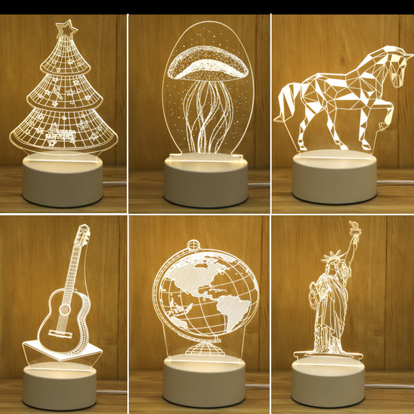 New Acrylic The neon lights 3D stereo Night light Small table lamp Bedside lamp LED lamp Birthday festival children decorate freeshipping - Etreasurs